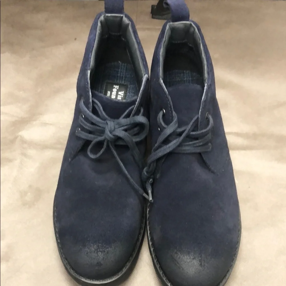 Vintage Foundry Co. Blue Chukka Boots with Suede Finish.